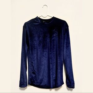 BOOHOOMAN | Velvet Navy Blue T-Shirt